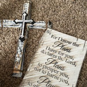 Cross and plack decor